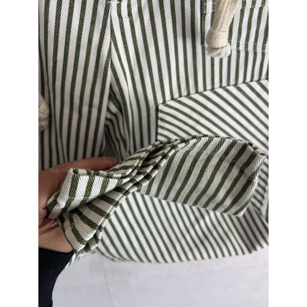 Striped Barrel Leg Jeans Women's Green White Denim Utility Cropped Small - Picture 13 of 14